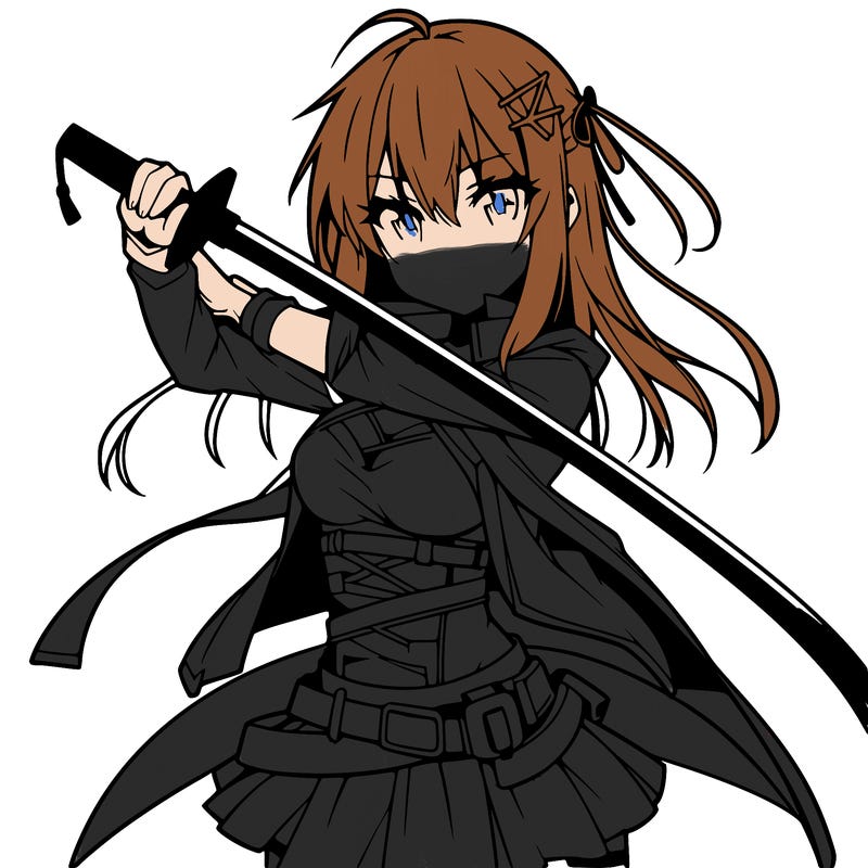 anime girl with sword in cool pose