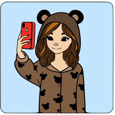 a women with a iphone in bear pjs