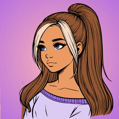 realistic girl with a high ponytail