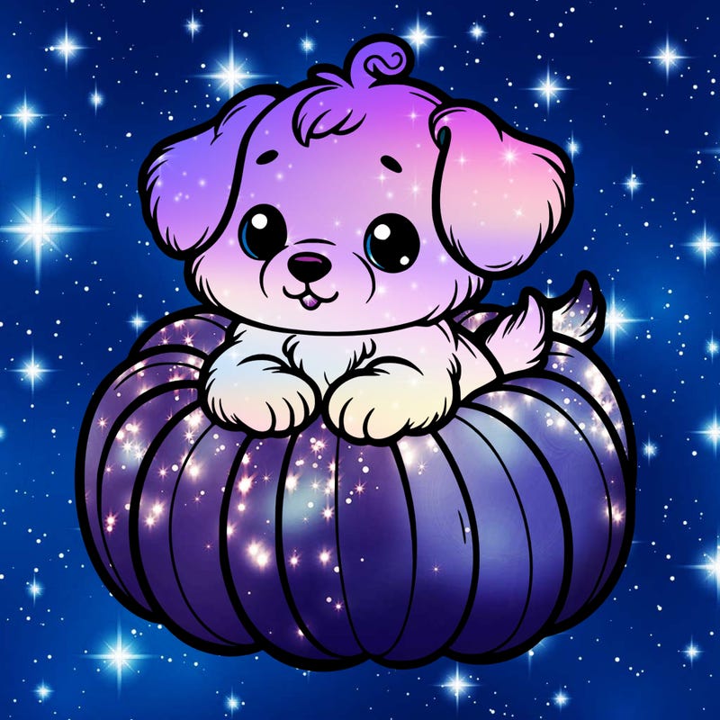 cute little puppy in a pumpkin