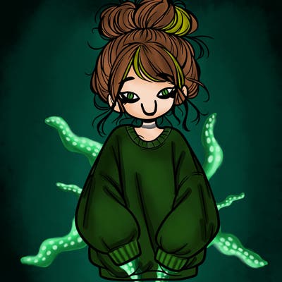 girl with baggy sweatshirt and messy bun
