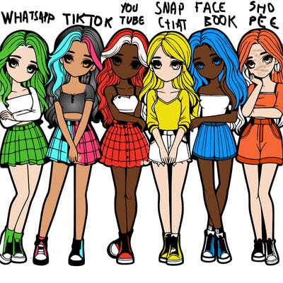 a group of girls realistic