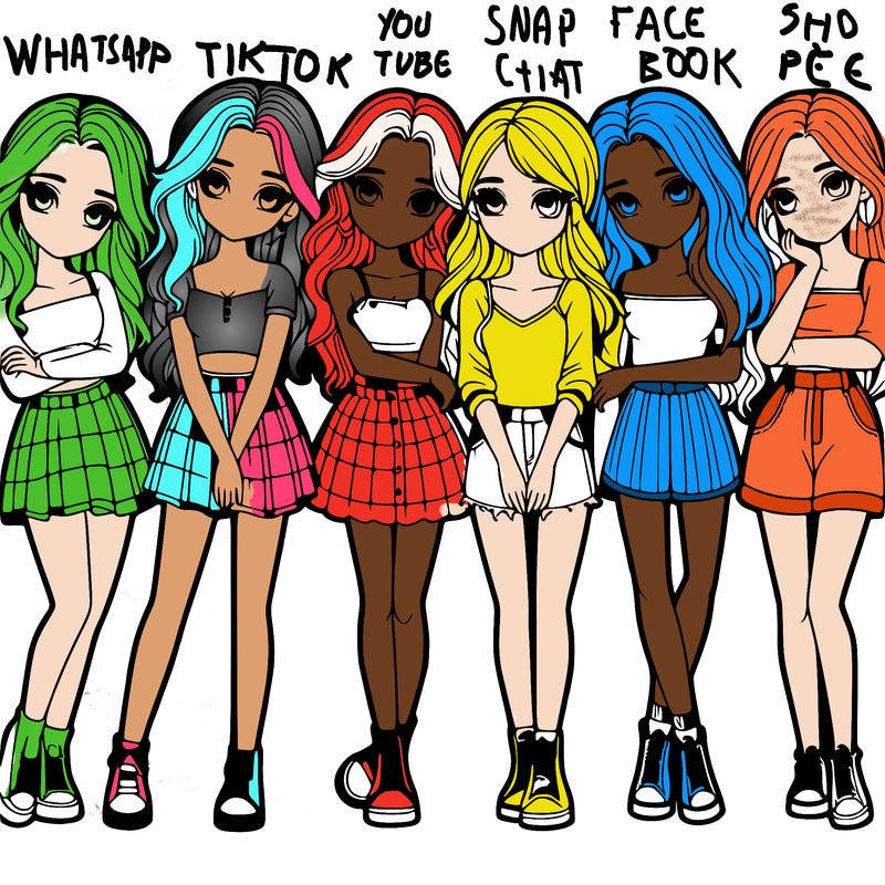 a group of girls realistic