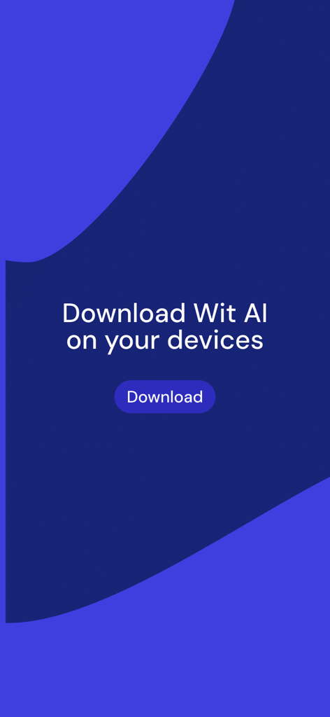 AI Companion app - WitAI Agent - A call to action screen to download the Wit AI Agent app on mobile devices