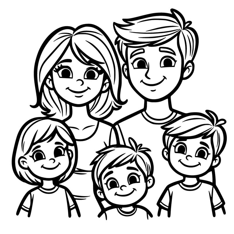 mom with husband and 3 kids (2 boys, 1 girl)