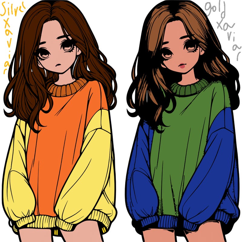 realistic girl with baggy sweater