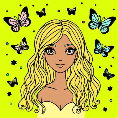 woman with butterfly hair