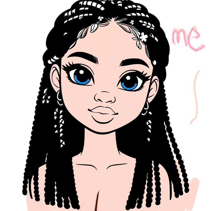 a realistic black girl with braids