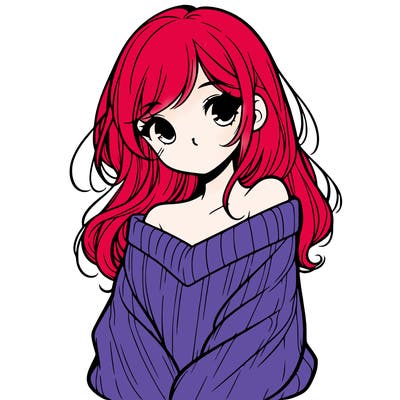 shy pretty girl wearing a sweater that is falling off one shoulder portrait