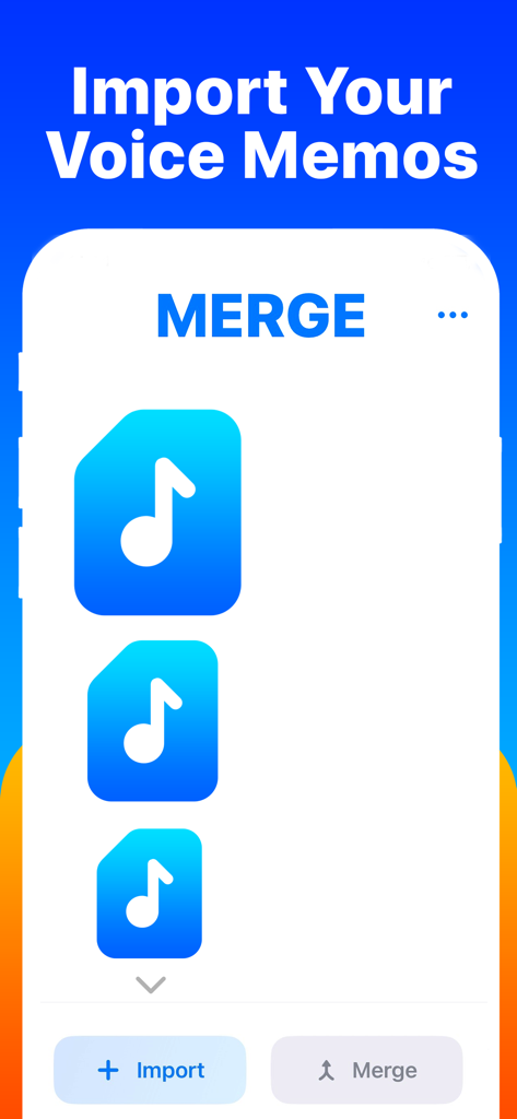 Merge - Voice Memos - Interface for importing and organizing recordings in the Merge app