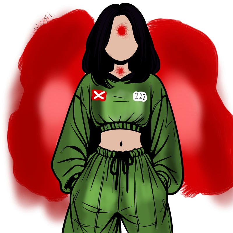 realistic girl faceless with baggy pants and a crop top