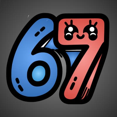 the numbers 67