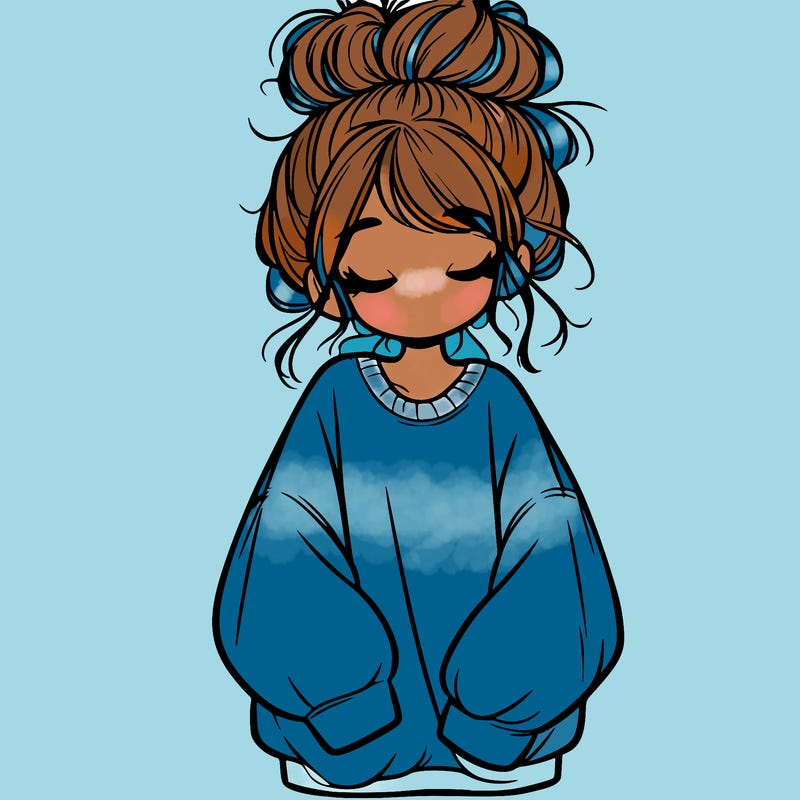 girl with baggy sweatshirt and messy bun