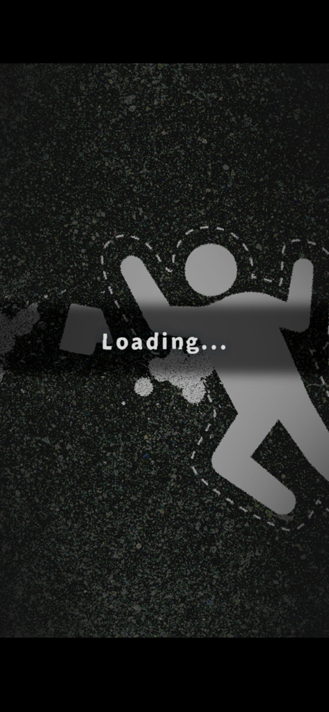 Loading screen of Phantom Files Truth Seekers featuring a white chalk outline of a body on a dark asphalt background.