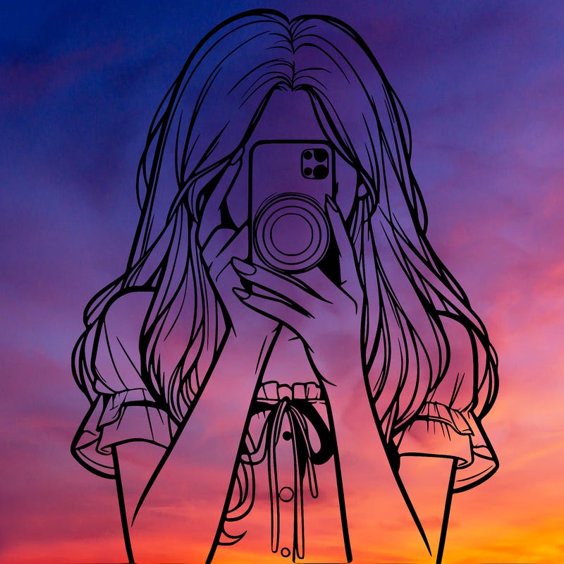 a realistic girl holding her phone taking pictures