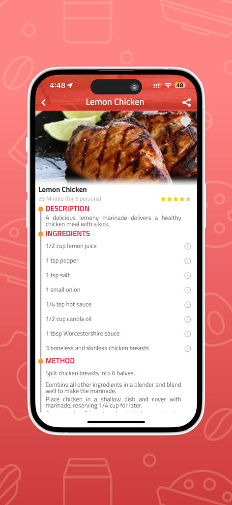 Easy Recipes for you - Recette de poulet au citron avec ingrédients et instructions de cuisson sur l'application Easy Recipes