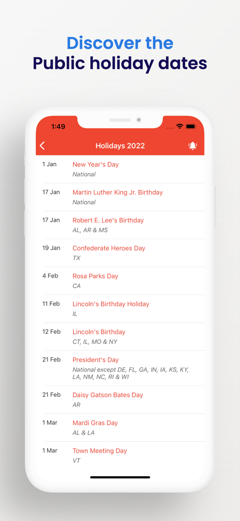Malaysia Holidays 2026 - 元日やマーティン・ルーサー・キング・ジュニアの誕生日を含む公共の祝日のリストが表示されたモバイルスクリーンショット