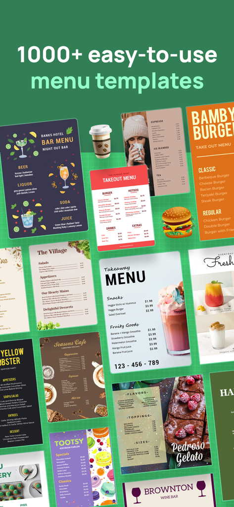 A showcase of over 1000 professional and easy-to-use menu design templates for cafes and restaurants.