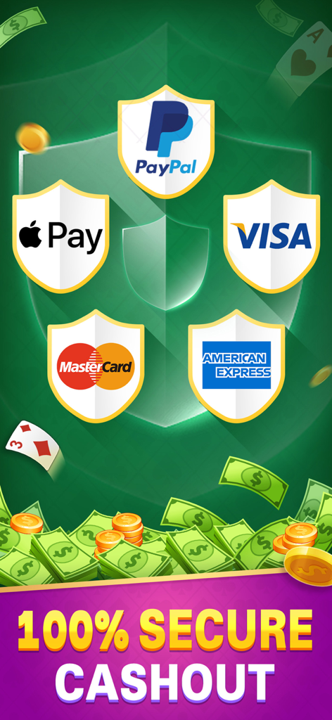 Solitaire Win Cash: Real Money - Secure cashout options with PayPal Apple Pay and major credit cards
