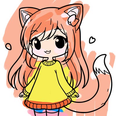 girl with cat ears and tail