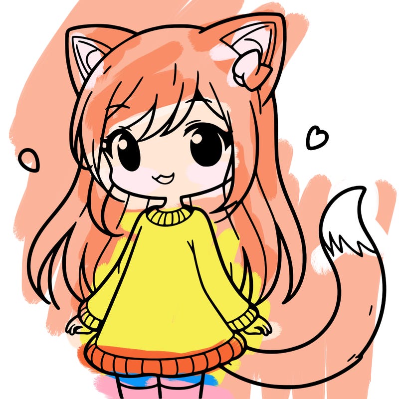 girl with cat ears and tail