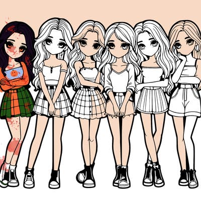 a group of girls realistic