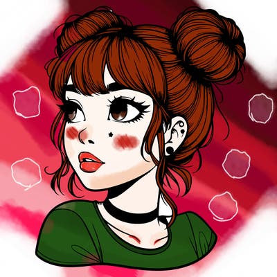 realistic girl with spacebuns