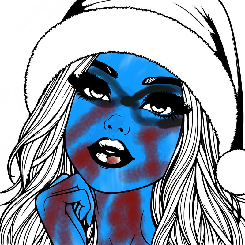 realistic christmas girl with lips
