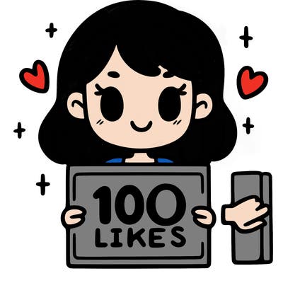 a girl holding a sign saying 100 likes