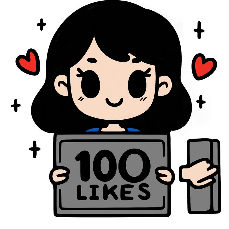 a girl holding a sign saying 100 likes