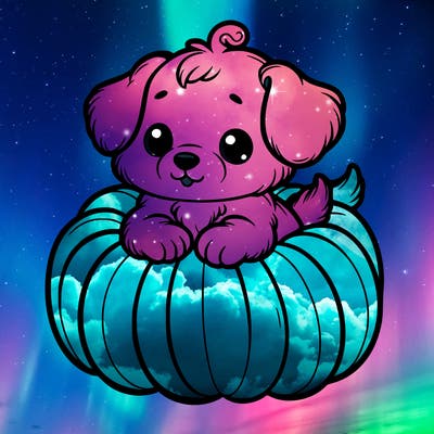 cute little puppy in a pumpkin