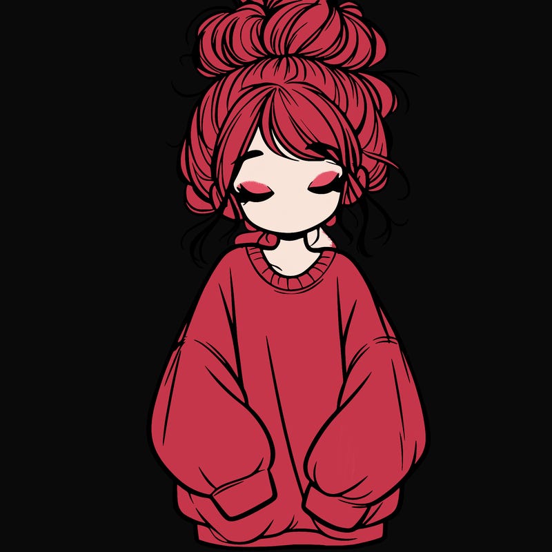 girl with baggy sweatshirt and messy bun