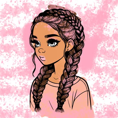 realistic girl with braids