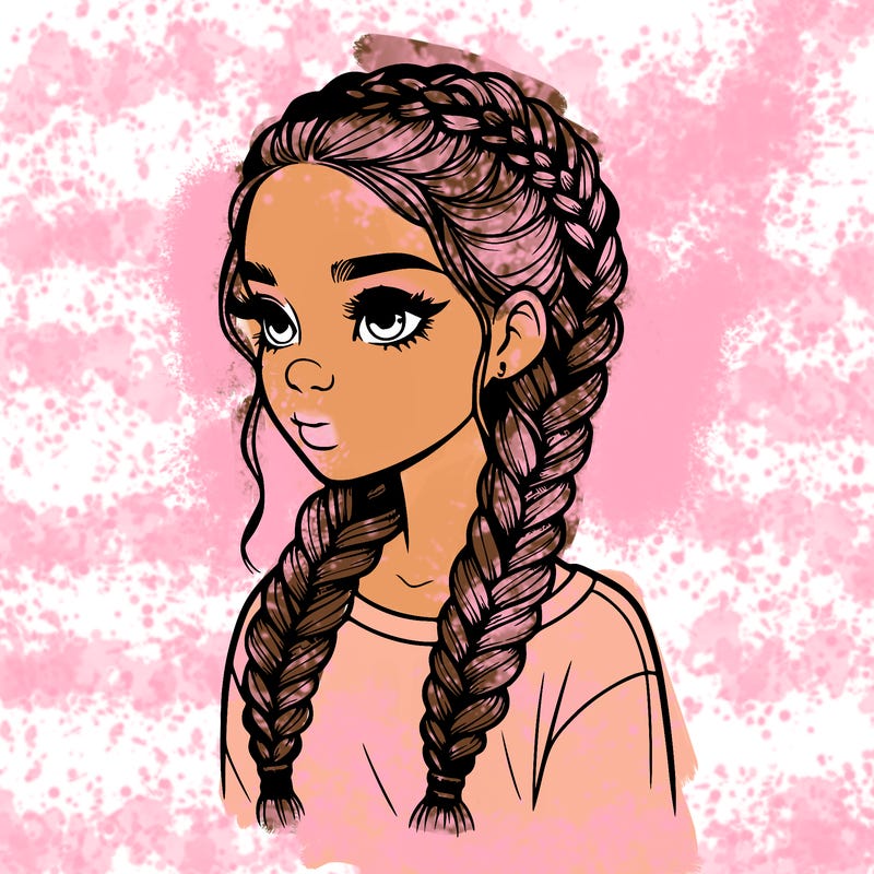 realistic girl with braids