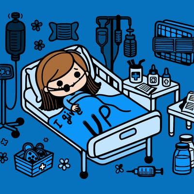 a girl in a hospital bed dead with lots of things to help her breathe