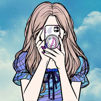 a realistic girl holding her phone taking pictures