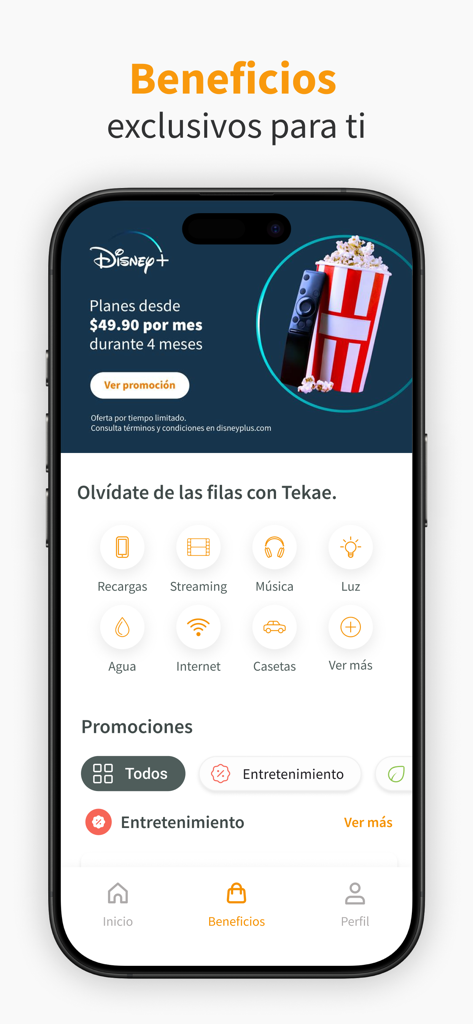 UP Sí Vale - Pantalla de la aplicación UP Sí Vale mostrando beneficios exclusivos e iconos de pago de servicios.