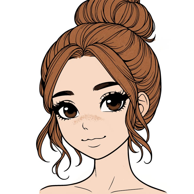 realistic pretty girl with hair in bun