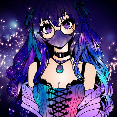 anime girl realistic with hot glasses and cat ears