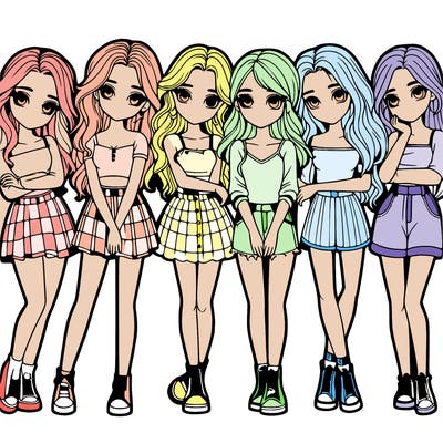 a group of girls realistic