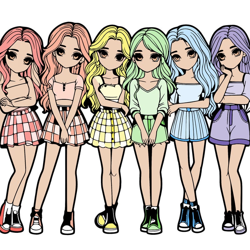 a group of girls realistic