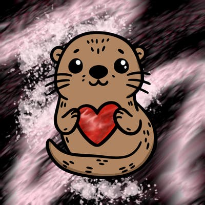 otter with a heart