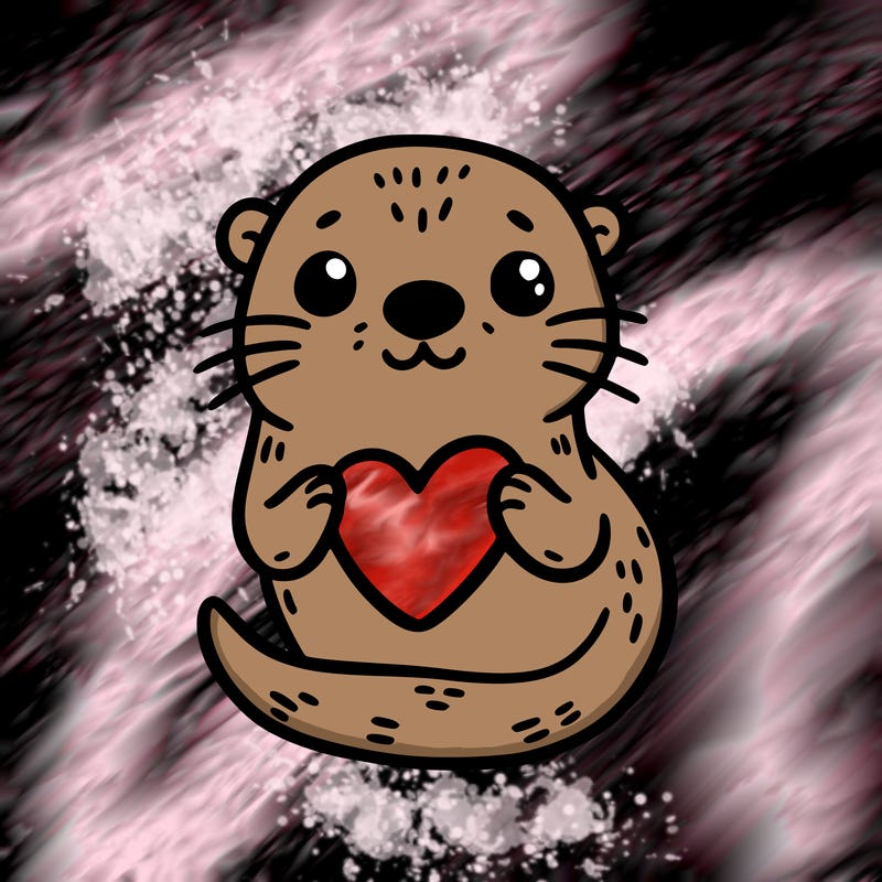 otter with a heart