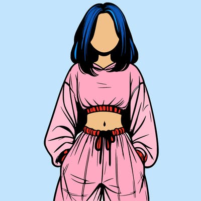 realistic girl faceless with baggy pants and a crop top