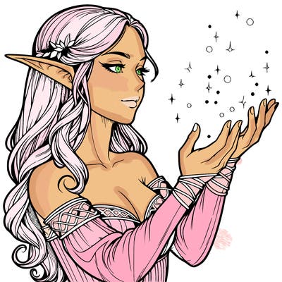 realistic elf girl doing magic