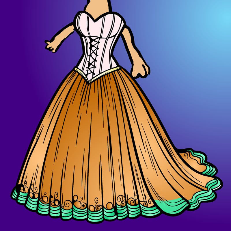 wedding dress-corset and a long and flowy skirt