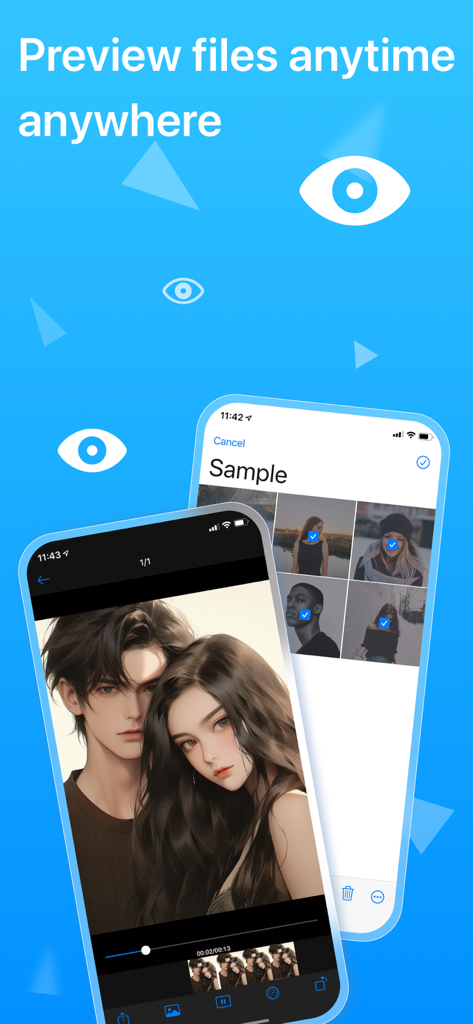SPV app screen displaying a private photo gallery and video playback interface