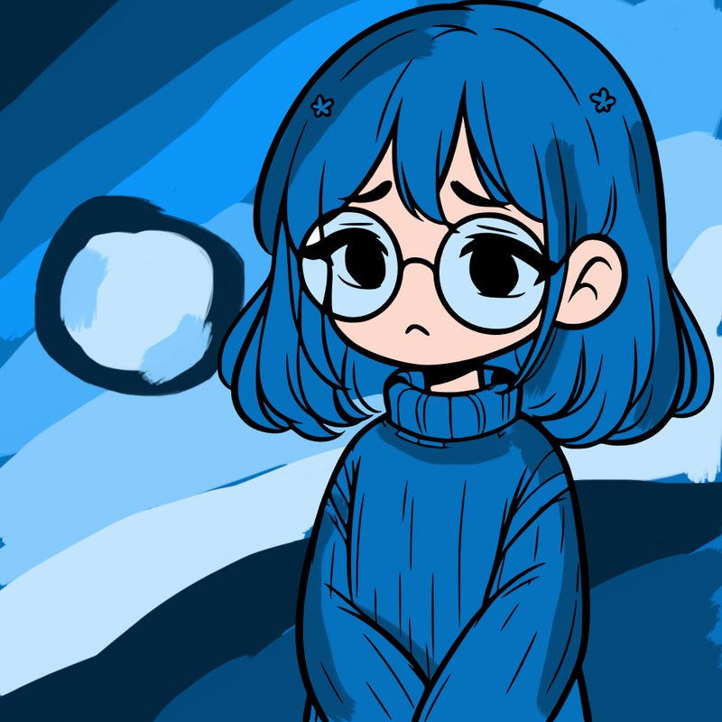 sad girl with glasses in a sweater