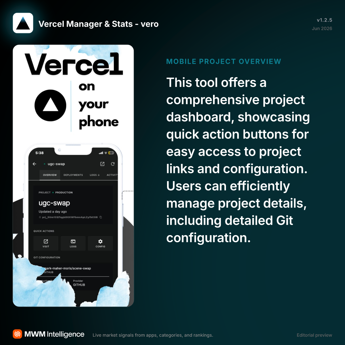 Vercel Manager & Stats - vero - Developer Tools App | MWM