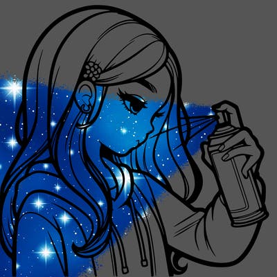 a realistic girl spray painting